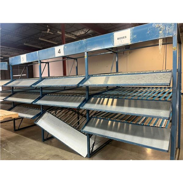 Gravity flow rack - Height 8ft , width 5 ft each section - 4 sections - disassembled & palletized