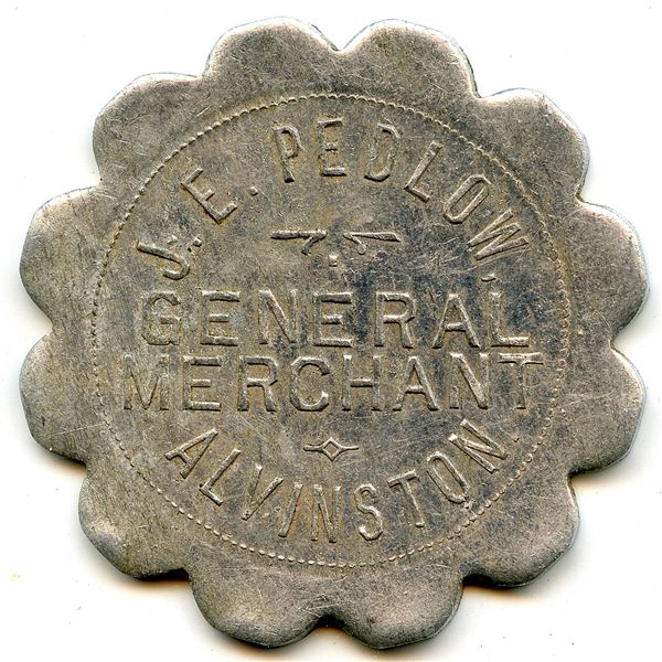 Canada Alvinston Lambton Co. Ontario J.E. Pedlow Merchant Token 24-C-A
