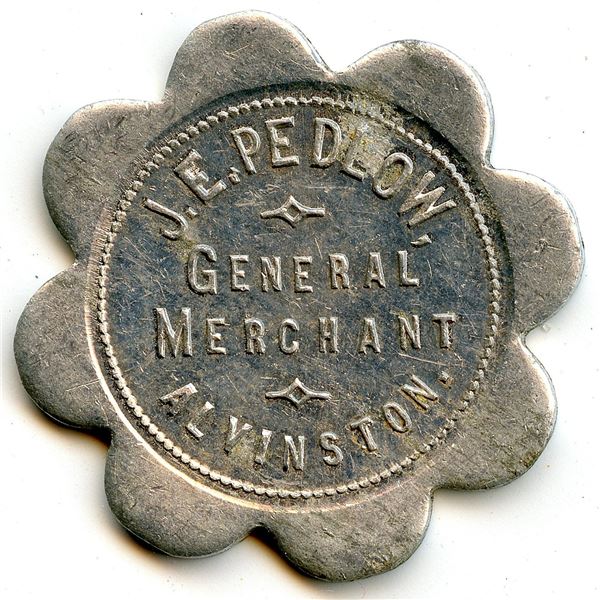 Canada Alvinston Lambton Co. Ontario J.E. Pedlow Merchant Token 24-C-D