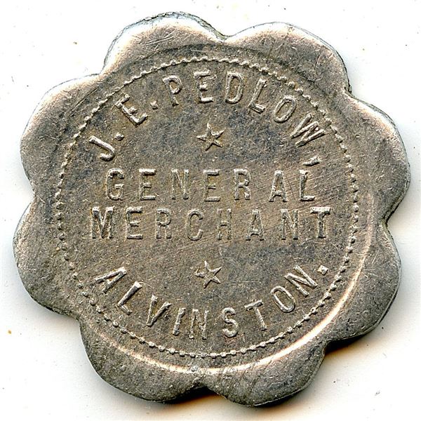 Canada Alvinston Lambton Co. Ontario J.E. Pedlow Merchant Token 24-C-F