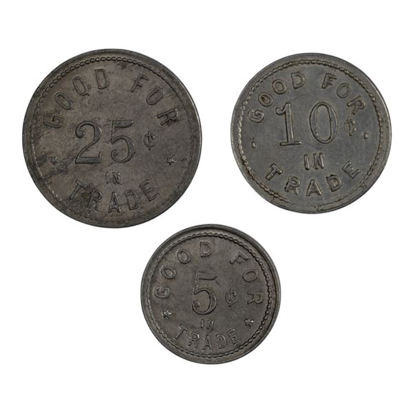 Canada Alvinston Ontario 5, 10, 25 Cent R. J. Nicholson Merchant Tokens (3 Pieces)