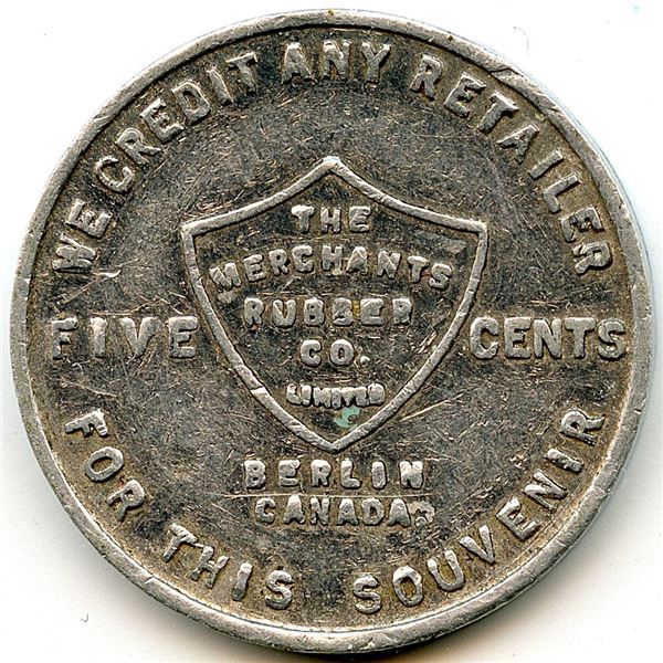 Canada Berlin Waterloo Co. Ontario. Merchant's Rubber. Merchant Token 88-M-E