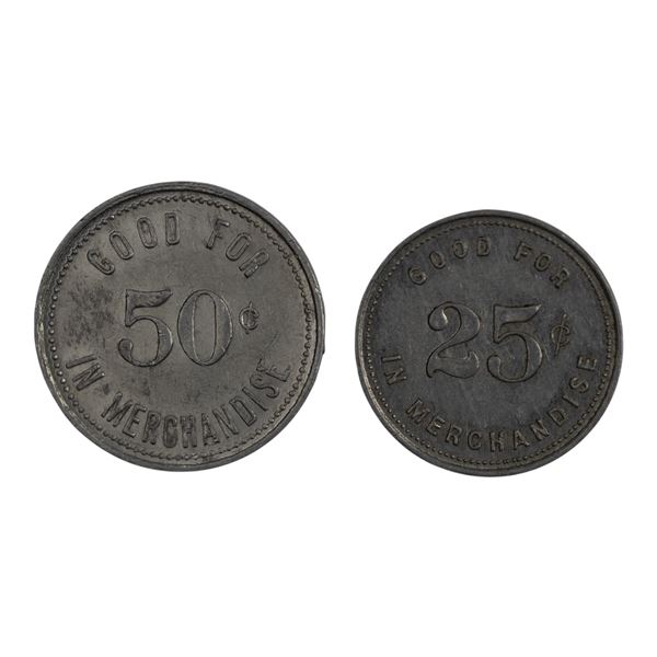 Canada Bismarck Ontario 25 & 50 Cent Co-Operative Store Merchant Token (2 Pieces)