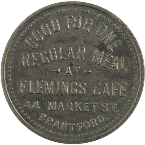 Canada Brantford Ontario 1 Meal Fleming`s Cafe Merchant Token 120-E-Az