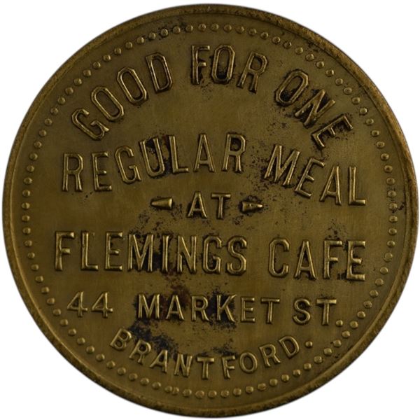 Canada Brantford Ontario One Meal Fleming`s Cafe Merchant Token 120-E-Ax