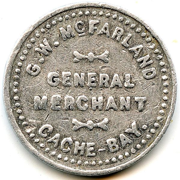 Canada Cache Bay Nipissing Dist. Ontario. G.W. McFarland. Merchant Token 164-A-E
