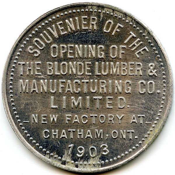 Canada Chatham Kent Co. Ontario. Blonde Lumber. Advertising Token