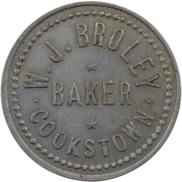 Canada Cookstown Ontario Good For 1 Large Loaf W. J. Broley Baker Merchant Token