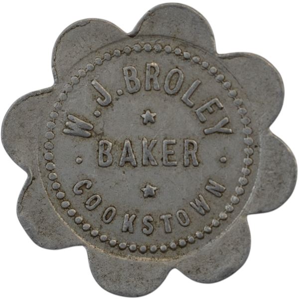 Canada Cookstown Ontario Good For 1/2 Loaf W. J. Broley Baker Merchant Token