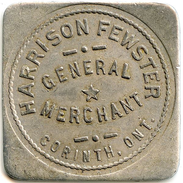 Canada Corinth Elgin Co. Ontario. Harrison Fewster. Merchant Token 256-C-B