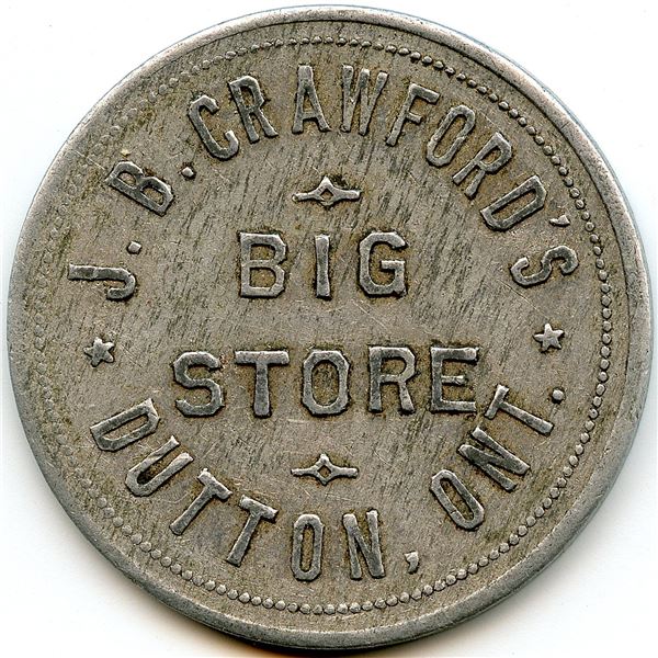 Canada Dutton Elgin Co. Ontario. J.B. Crawford. Merchant Token 312-D-B
