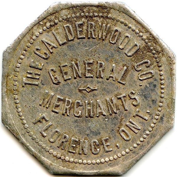 Canada Florence Lambton Co. Ontario Calderwood Co. Merchant Token 376-E-A