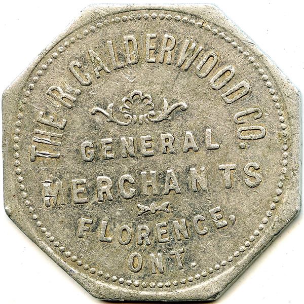 Canada Florence Lambton Co. Ontario R. Calderwood Co. Merchant Token 376-D-A