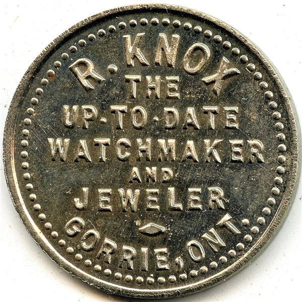 Canada Gorrie Huron Co. Ontario. R. Knox. Merchant Token 436-B-Cz.