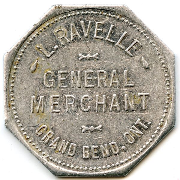 Canada Grand Bend Lambton Co. & Huron Co. Ontario. L. Ravelle. Merchant Token 440-A-A