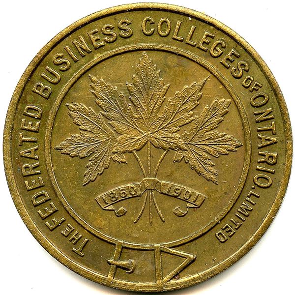 Canada Hamilton Wentworth Co. Ontario. Federated Business College. Advertising Token McColl 584