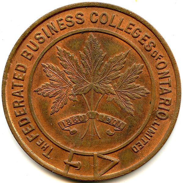 Canada Hamilton Wentworth Co. Ontario. Federated Business College. Advertising Token McColl 585