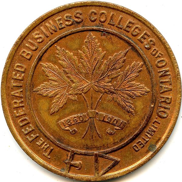 Canada Hamilton Wentworth Co. Ontario. Federated Business College. Advertising Token McColl 589