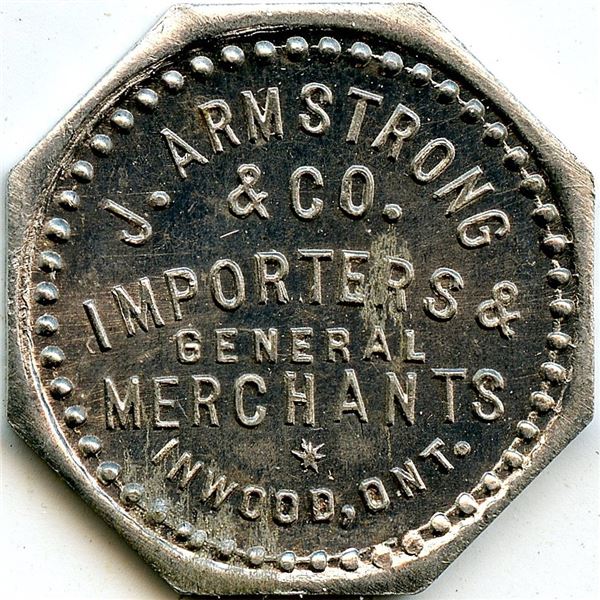 Canada Inwood Lambton Co. Ontario. J. Armstrong. Merchant Token 516-A-E