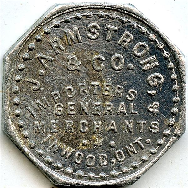 Canada Inwood Lambton Co. Ontario. J. Armstrong. Merchant Token 516-A-F