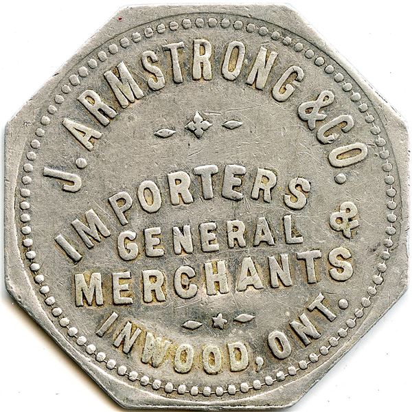 Canada Inwood Lambton Co. Ontario. J. Armstrong. Merchant Token 516-B-A