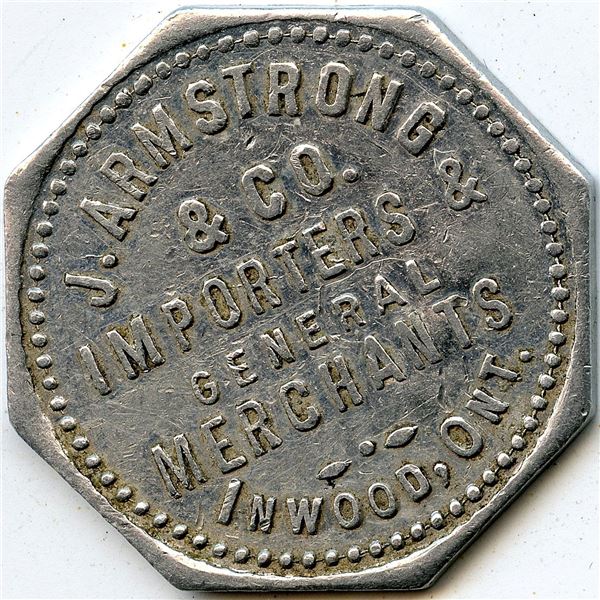 Canada Inwood Lambton Co. Ontario. J. Armstrong. Merchant Token 516-B-B