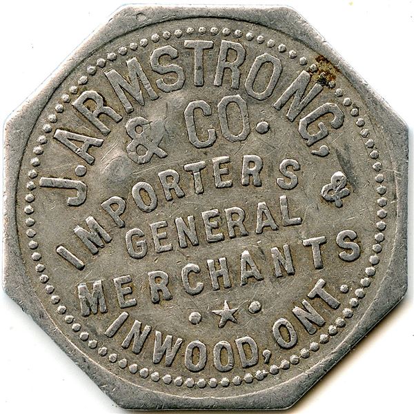 Canada Inwood Lambton Co. Ontario. J. Armstrong. Merchant Token 516-B-Bx