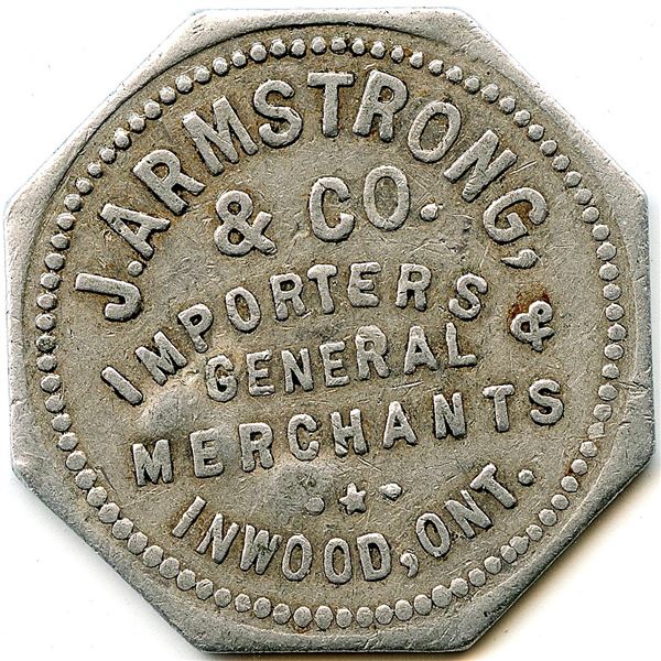 Canada Inwood Lambton Co. Ontario. J. Armstrong. Merchant Token 516-B-Cx