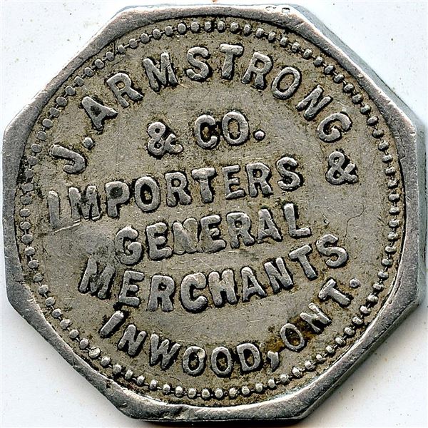 Canada Inwood Lambton Co. Ontario. J. Armstrong. Merchant Token 516-B-D