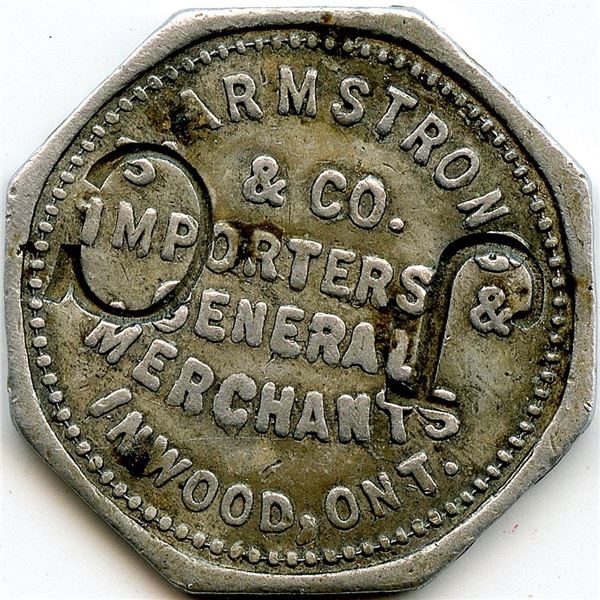 Canada Inwood Lambton Co. Ontario. J. Armstrong. Merchant Token 516-B-Dy