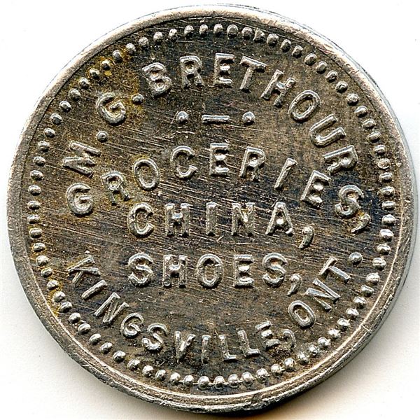 Canada Kingsville Essex Co. Ontario. M.G. Brethour. Merchant Token 556-B-D