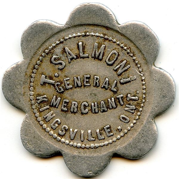 Canada Kingsville Essex Co. Ontario. T. Salmoni. Merchant Token 556-E-D