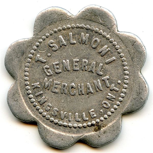 Canada Kingsville Essex Co. Ontario. T. Salmoni. Merchant Token 556-E-E