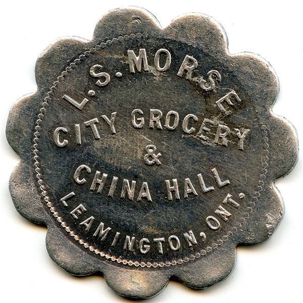 Canada Leamington Essex Co. Ontario. L.S. Morse. Merchant Token 568-F-B