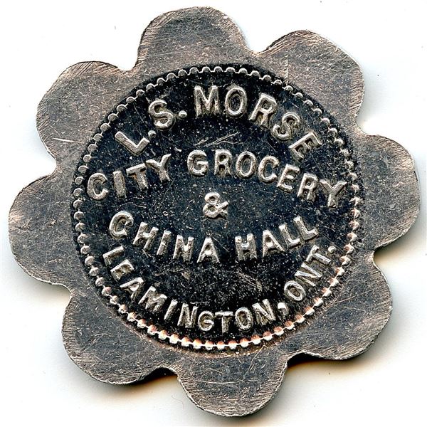 Canada Leamington Essex Co. Ontario. L.S. Morse. Merchant Token 568-F-E