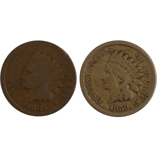 United States 1859 & 1865 Indian Cents (2 pieces)
