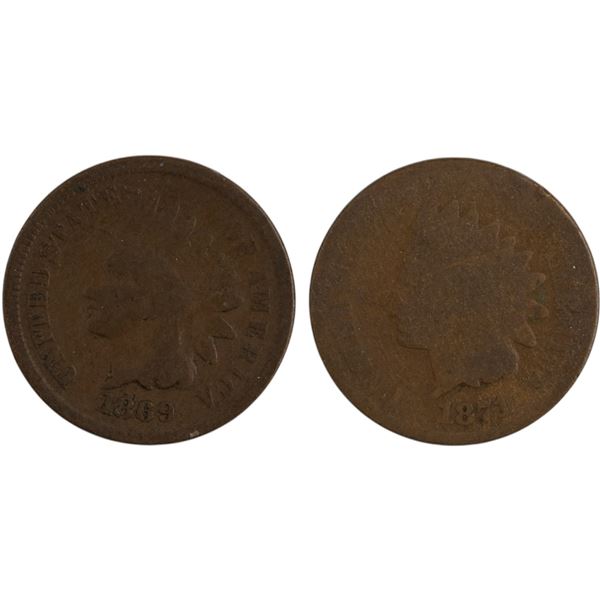 United States 1869 & 1871 Indian Cents (2 pieces)