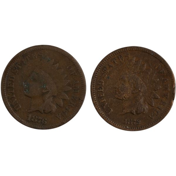United States 1872 & 1876 Indian Cents (2 pieces)
