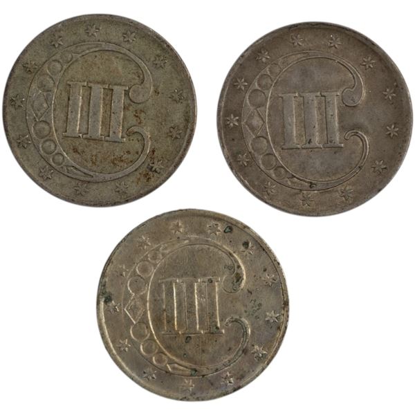 United States 1851-1853 Silver 3 Cents (3 Pieces)