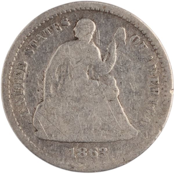 United States 1863 Silver Half Dime Low Mintage