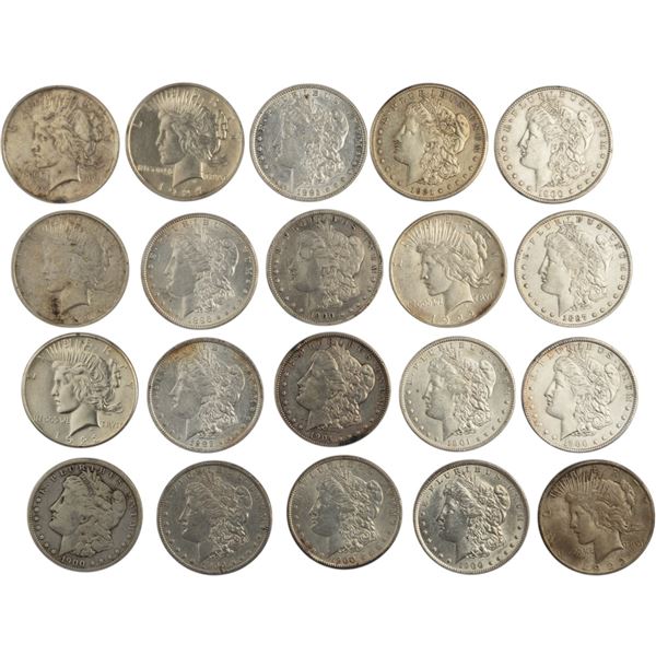 United States 1882 - 1924 Morgan and Peace Silver Dollar Lot (20 Pieces)
