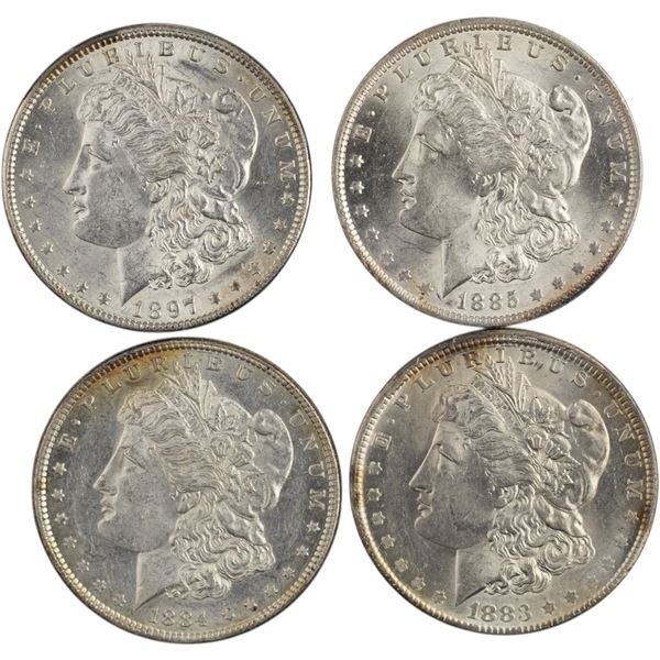 United States 1883-1897 Morgan Silver Dollars (4 Pieces)