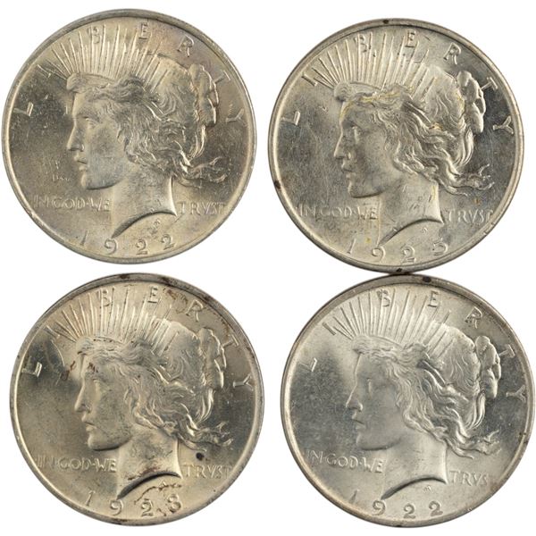 United States 1922-1925 Peace Silver Dollars (4 Pieces)