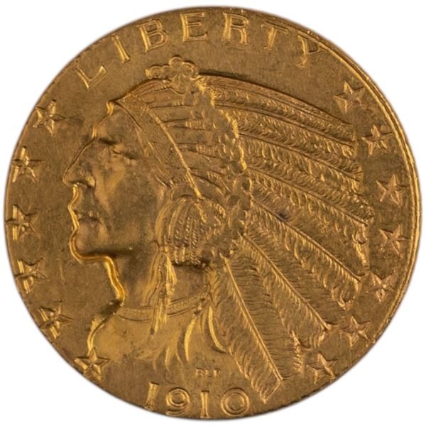 United States 1910 $5.00 Indian Gold Half Eagle