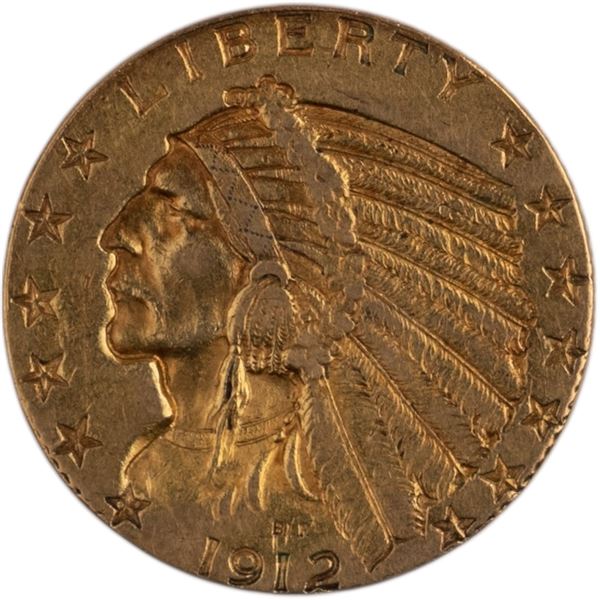 United States 1912 $5.00 Indian Gold Half Eagle