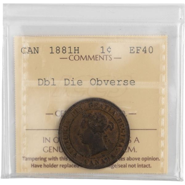 Canada 1881H 1 Cent Double Die Obverse