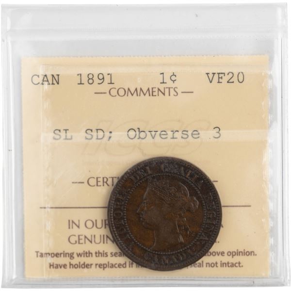 Canada 1891 SL SD 1 Cent Obverse 3