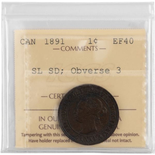 Canada 1891 SL SD 1 Cent Obverse 3
