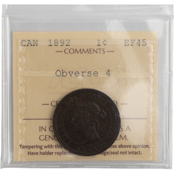 Canada 1892 1 Cent Obverse 4