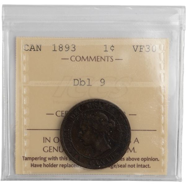 Canada 1893 1 Cent Double 9